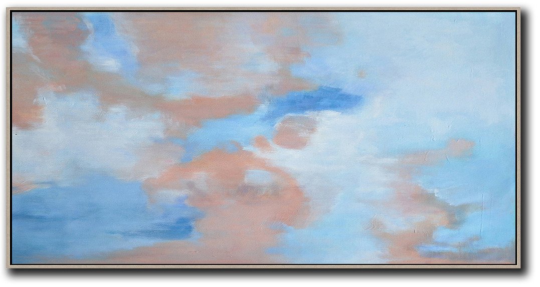 Oversized Canvas Art On Canvas,Panoramic Abstract Landscape Painting,Abstract Painting On Canvas,Nude,Blue,White.etc